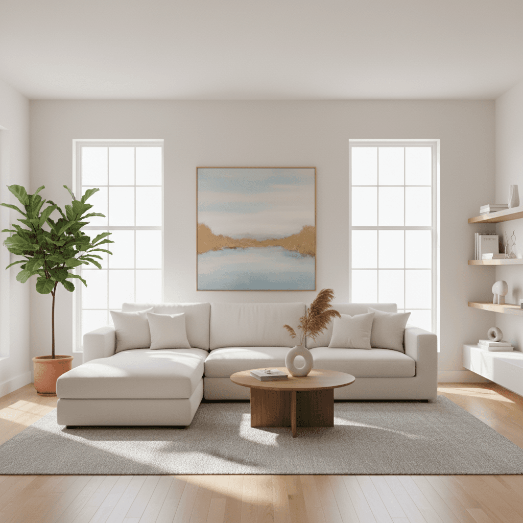 Bright interior with sunlight coming through crystal clear clean windows